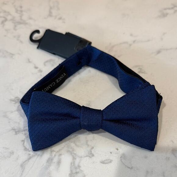 Vince Camuto dark blue textured adjustable bow tie OS wedding guest career - Picture 1 of 5